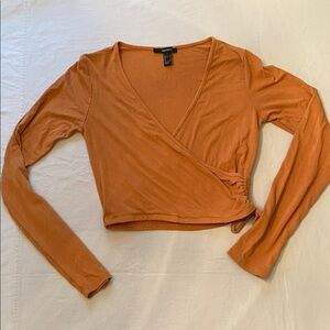 Forever 21 Terracotta Long Sleeve Wrap Top